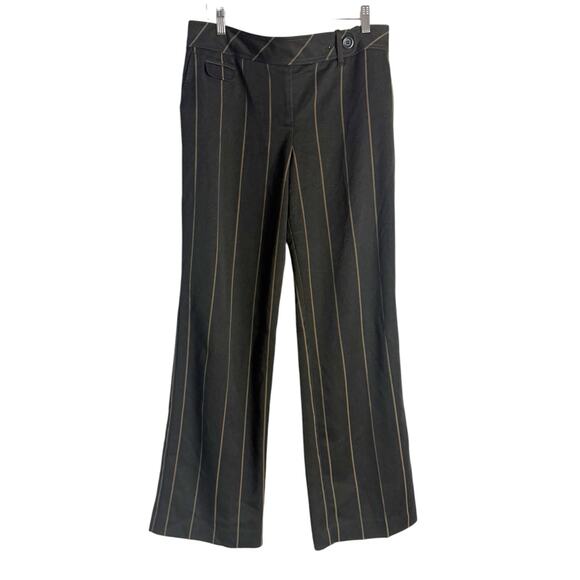 Ann Taylor LOFT Brown Tan Pinstripe Wide Leg Dress Trouser Pants Size 8 - Picture 1 of 9